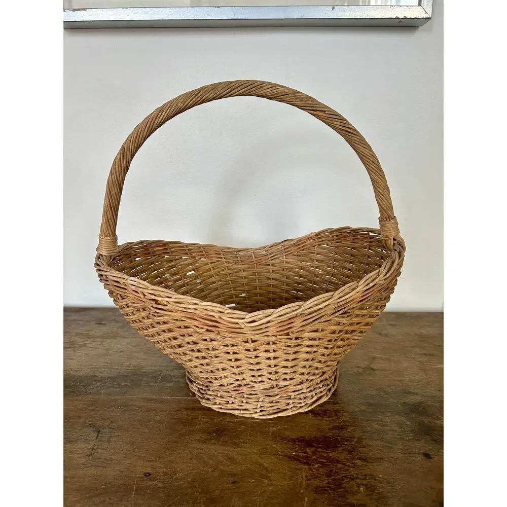 Vintage Wicker Basket | Rustic Farmhouse Storage Bin | Cottagecore Home Decor